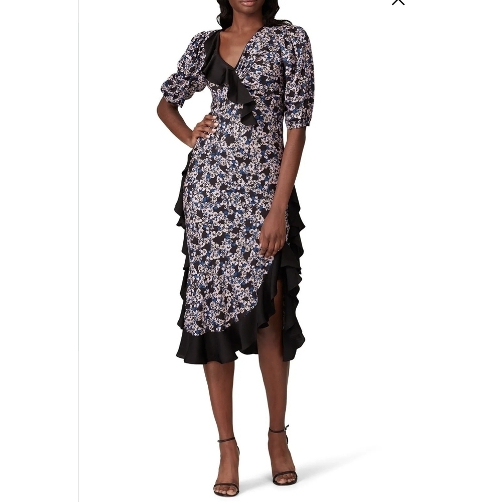 FLASH SALE Brogger Floral Midi Dress 3/4 Sleeve Vneck Size Medium